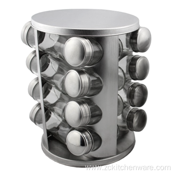 Round Seasoning Tower Organizer With 16 Bottles